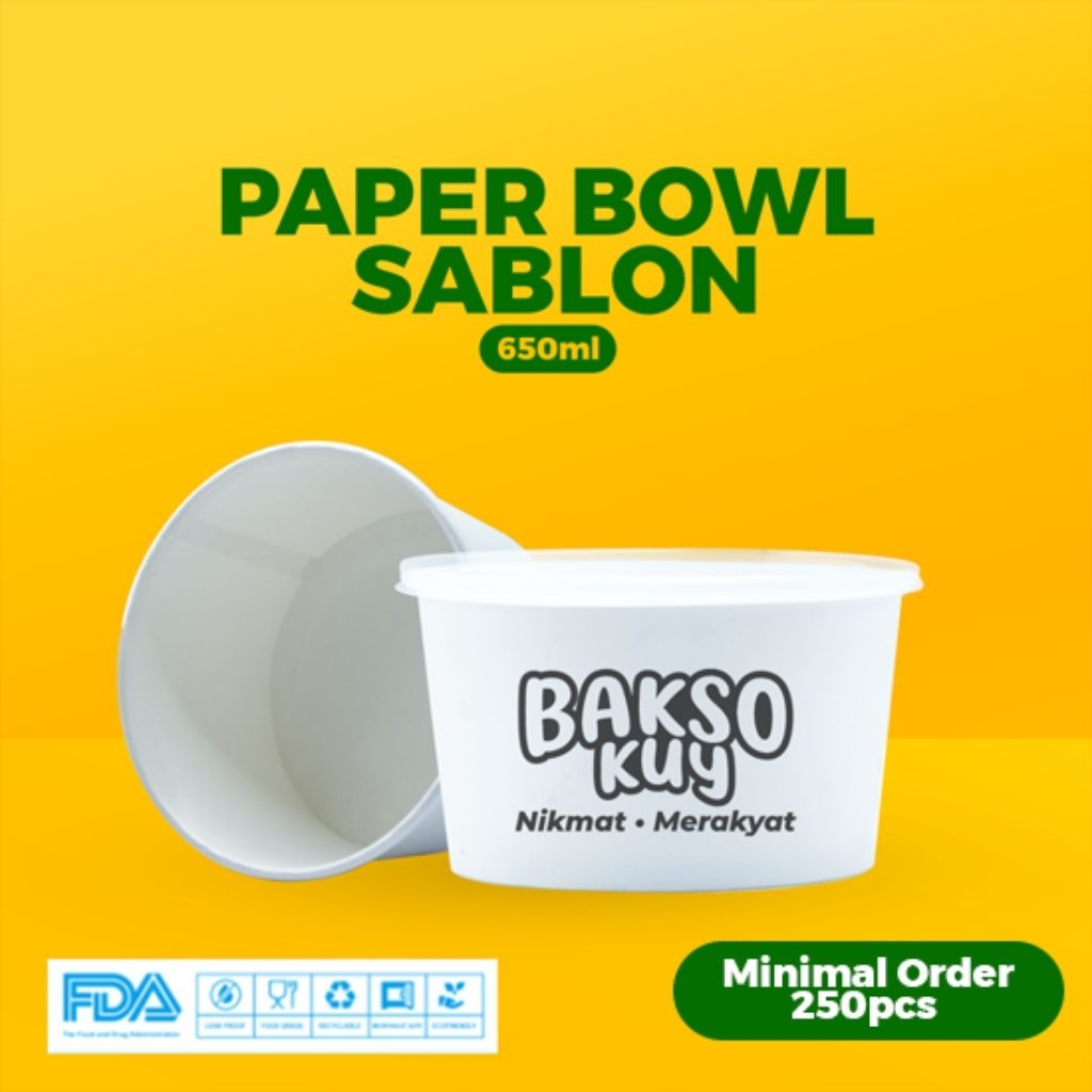 Paper bolw 650ml custom/ paper bowl 650ml custom gambar/ sudah fda