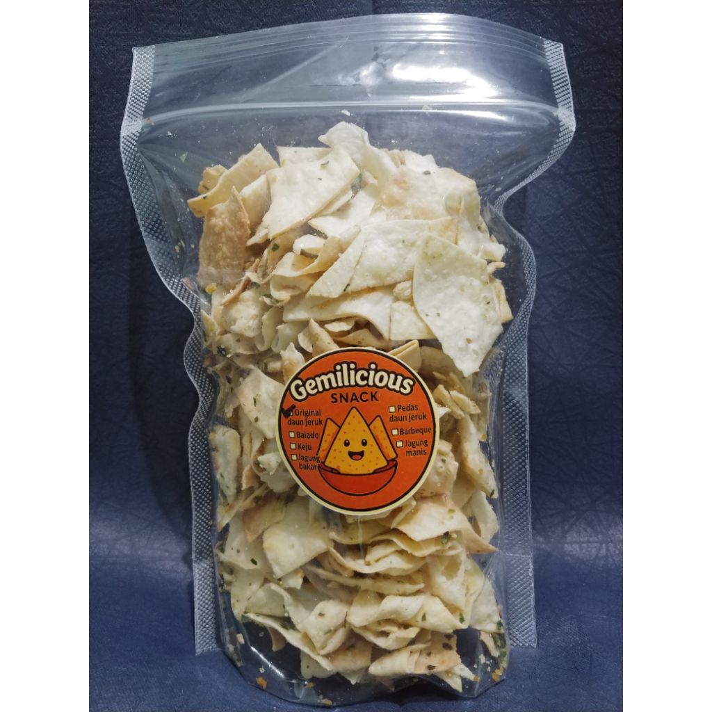 

Keripik kulit Kebab { Original Daun Jeruk } 220 g