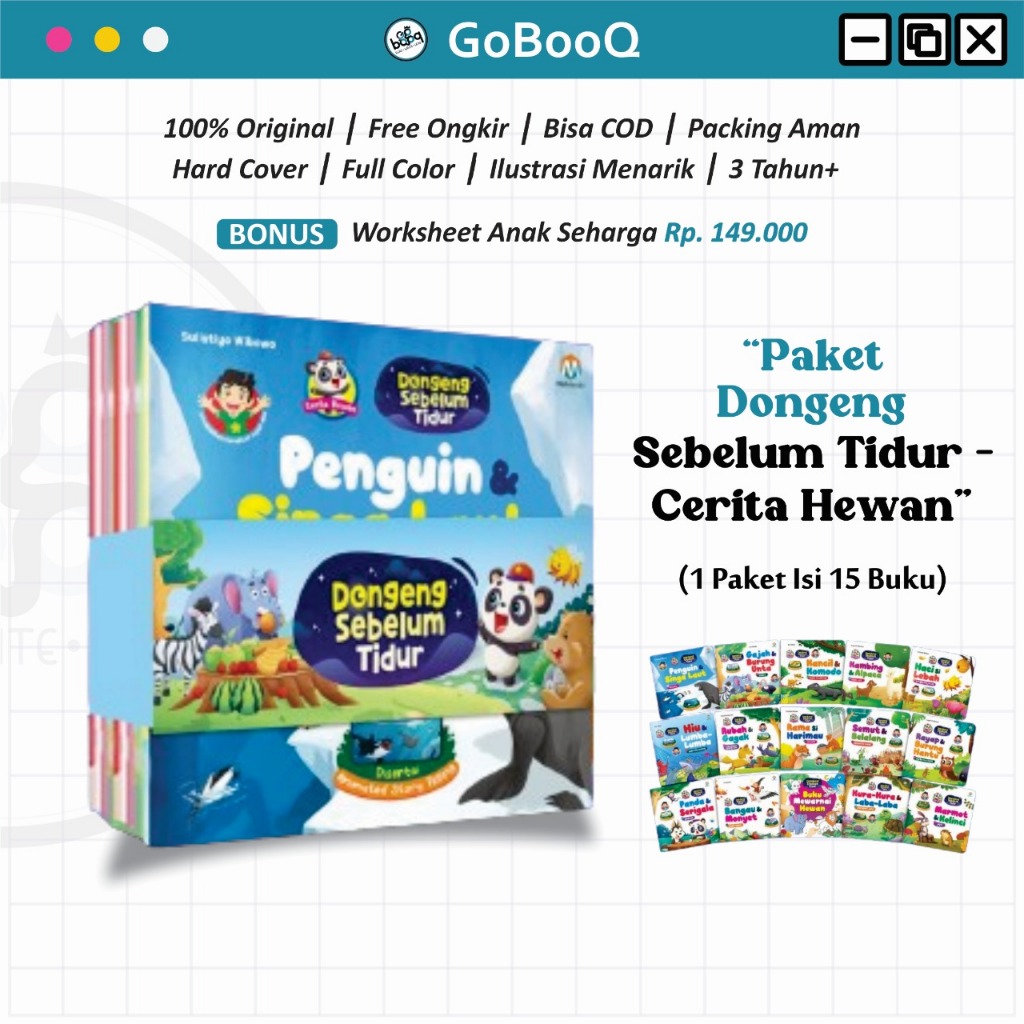 

(ISI 15 Buku) Paket Dongeng Sebelum Tidur : Cerita Hewan - Buku Dongeng Hewan Anak Soft Cover