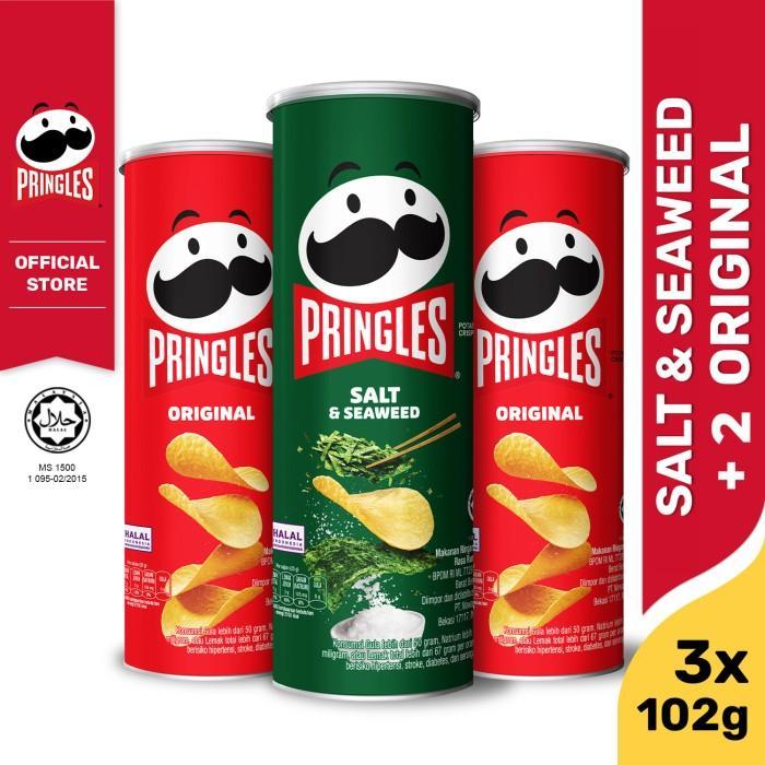 

[BUNDLE 3pcs] 2 Pringles Original 102g + 1 Pringles Salt Seaweed 102g