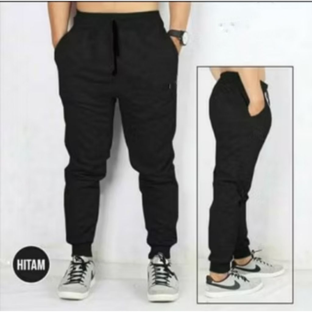 promo celana jogger pria wanita hitam putih