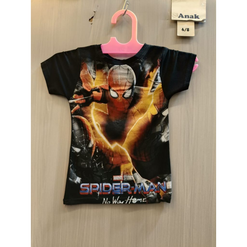 Kaos Baju Atasan Anak Usia 1-3 Tahun Warna Hitam Gambar Spiderman