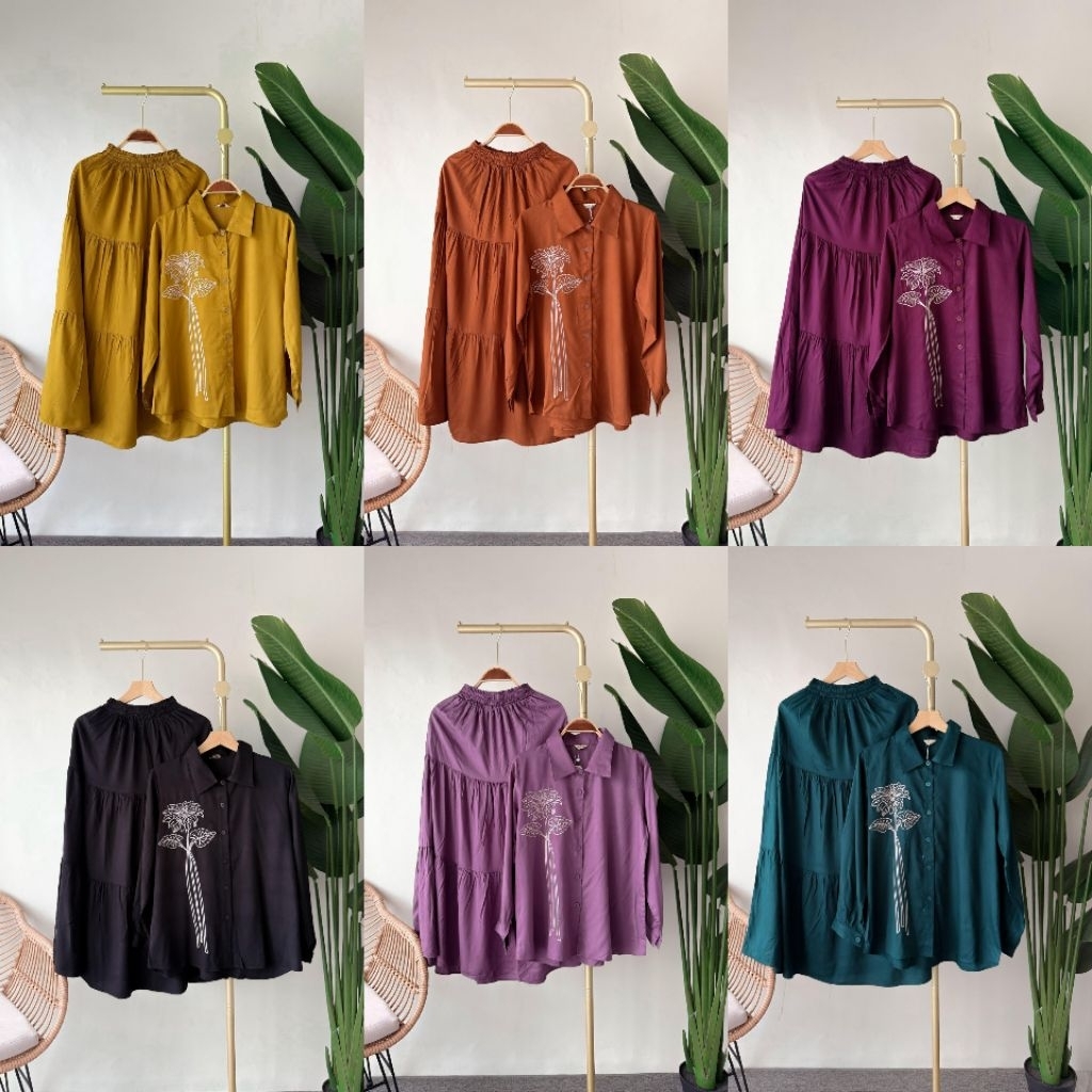 SET SHERINA//SETROK ELFASHA POLOS RAYON TWILL//ONE SET DEWASA LENGAN PANJANG