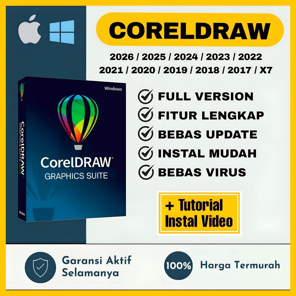 CorelDRAW 2026 - X7 Full Version Lifetime Permanen Windows & Mac Os | Tersedia Versi 2026 / 2025 / 2