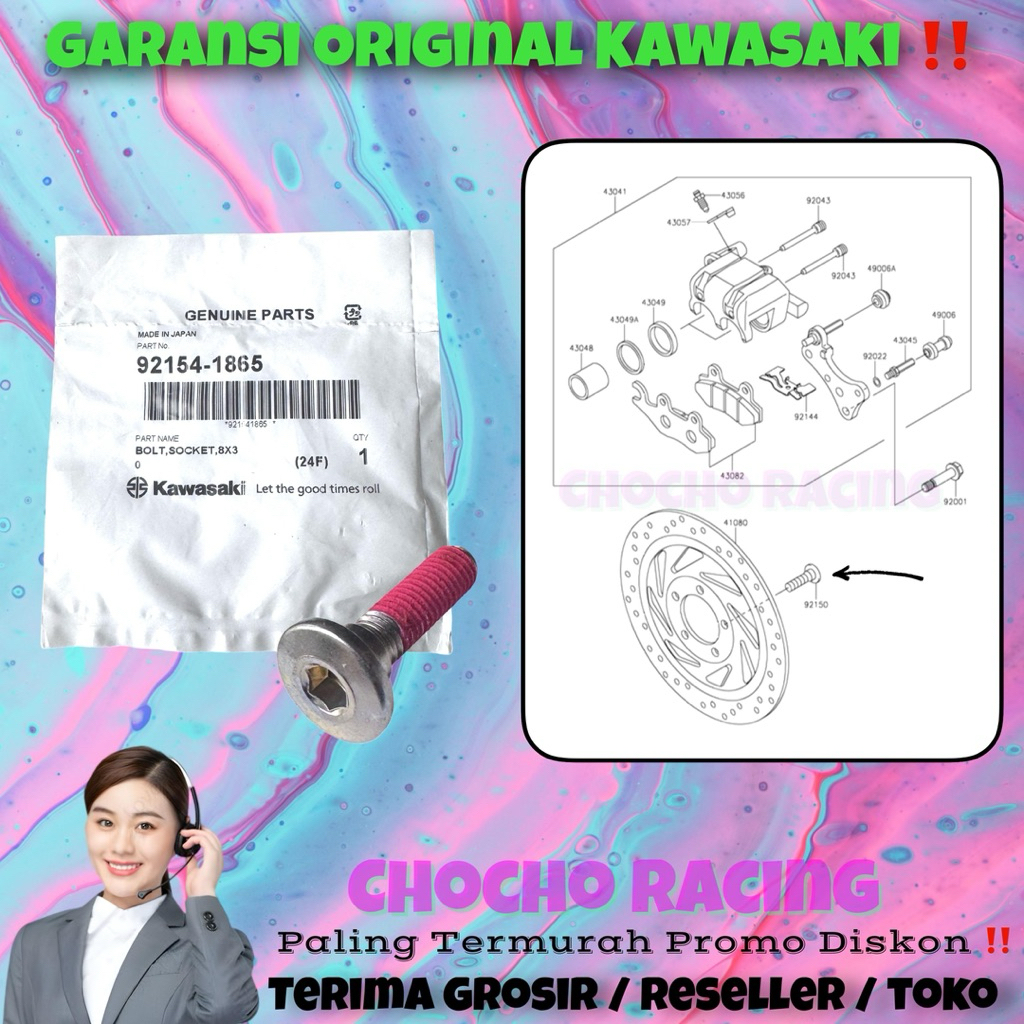 [1865] PROMO DISKON - BAUT DISK PIRINGAN CAKRAM DEPAN M8X30 NINJA R SS RL VR C E J M N L BARONG KR 1
