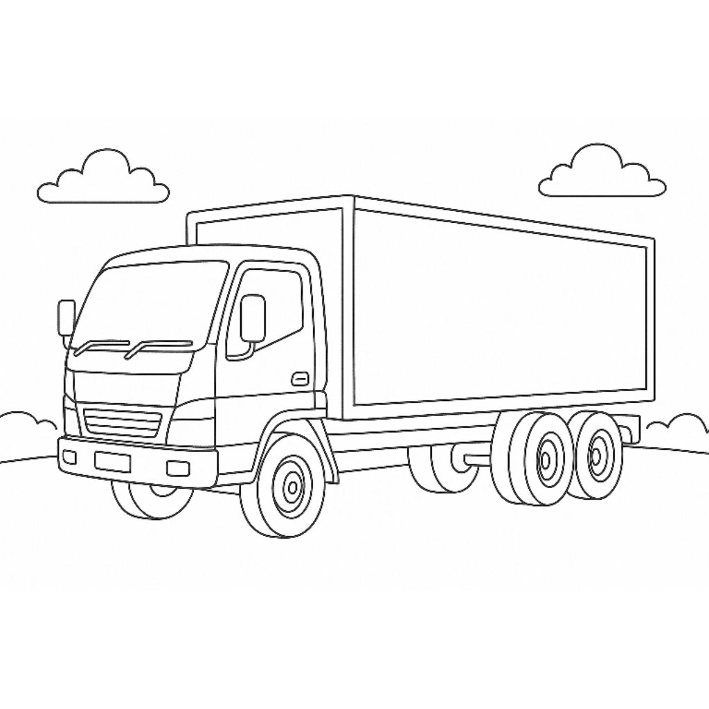 

Buku / lembar kertas mewarnai gambar truk bak tertutup