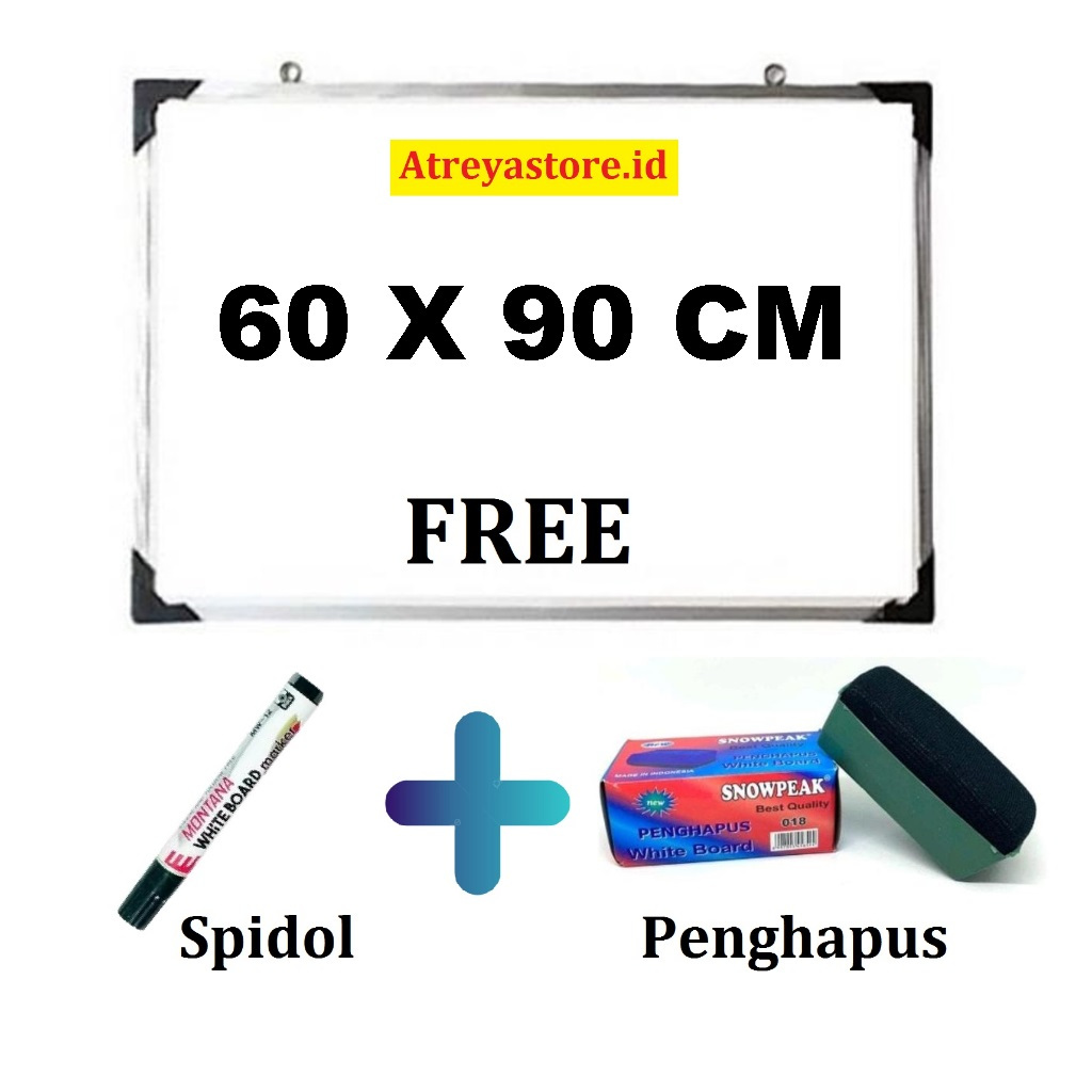 

(FREE SPIDOL DAN PENGHAPUS) Papan Tulis Spidol dan Kapur / Whiteboard / Blackboard Ukuran 60X90 BACA DESKRIPSI!!