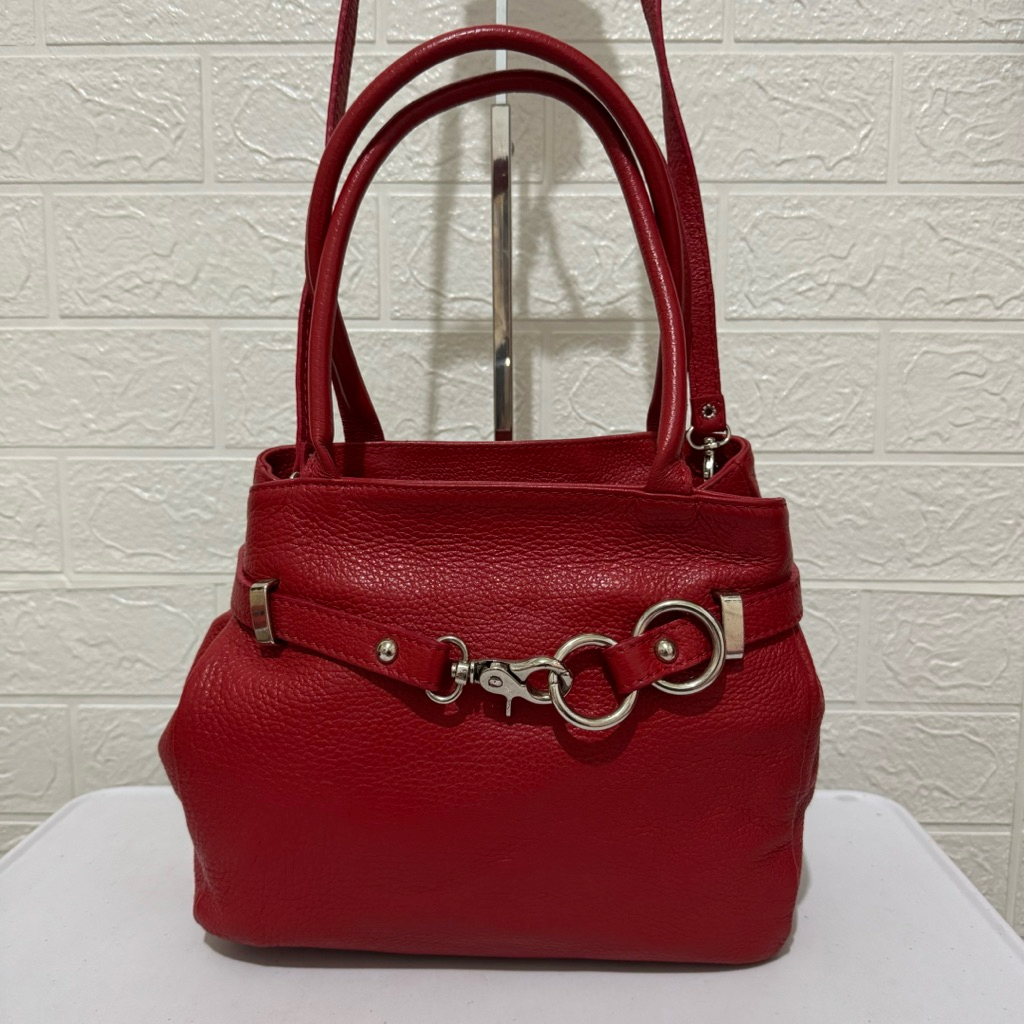 tas long shoulder borse in pelle. tas kulit asli preloved. merah