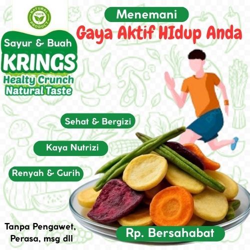 

krings - Sayur & Buah Krings berat 65g - camilan sehat bergisi kaya nutrisi siap menemani gaya aktif hidup anda