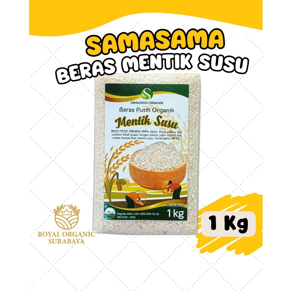 

Beras Mentik Wangi dan Mentik Susu Organik kemasan vakum 1Kg