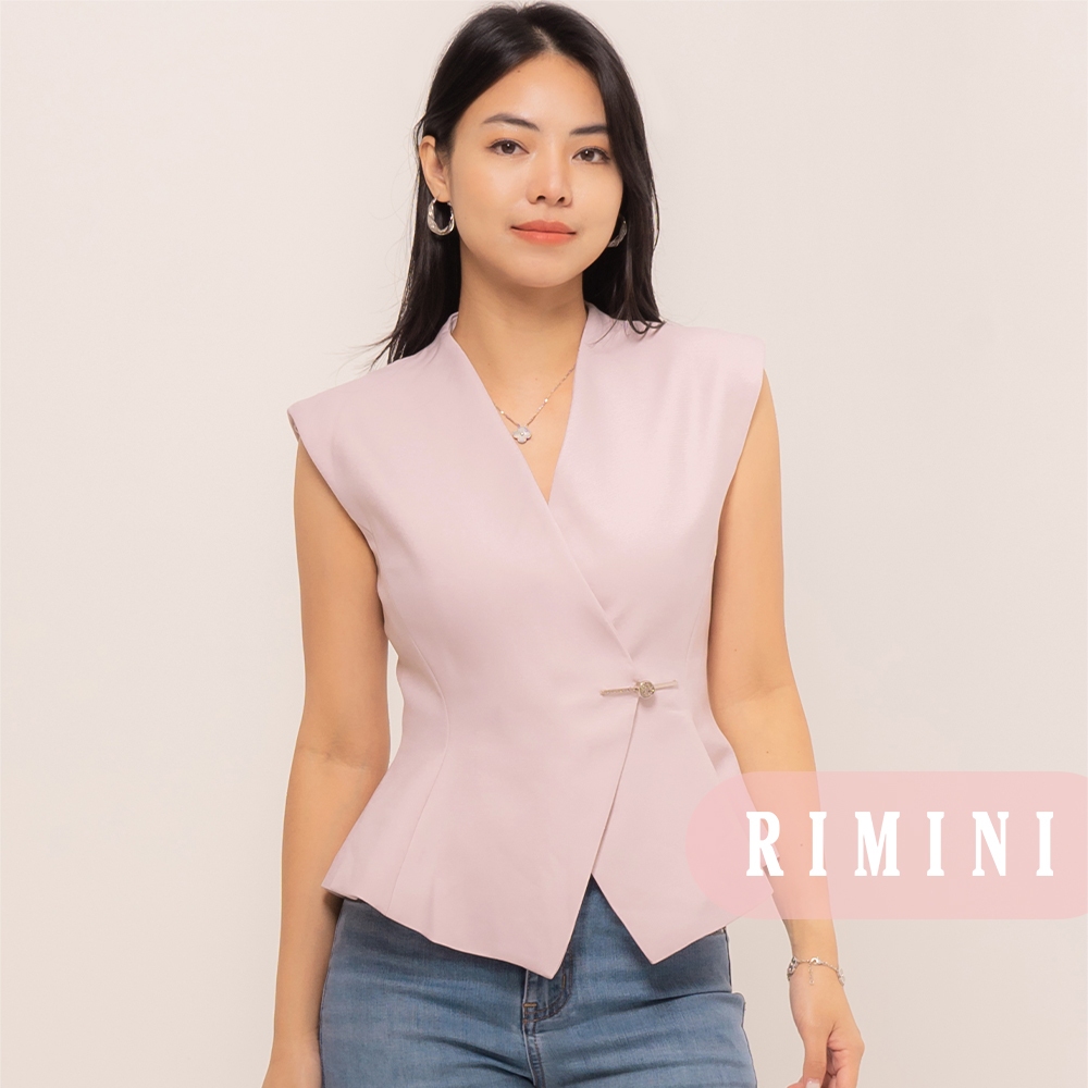 RIMINI - Catherine Top CC33012 Atasan Peplum Katun Premium Wanita Tanpa Lengan V Neck Slim Fit  Outf