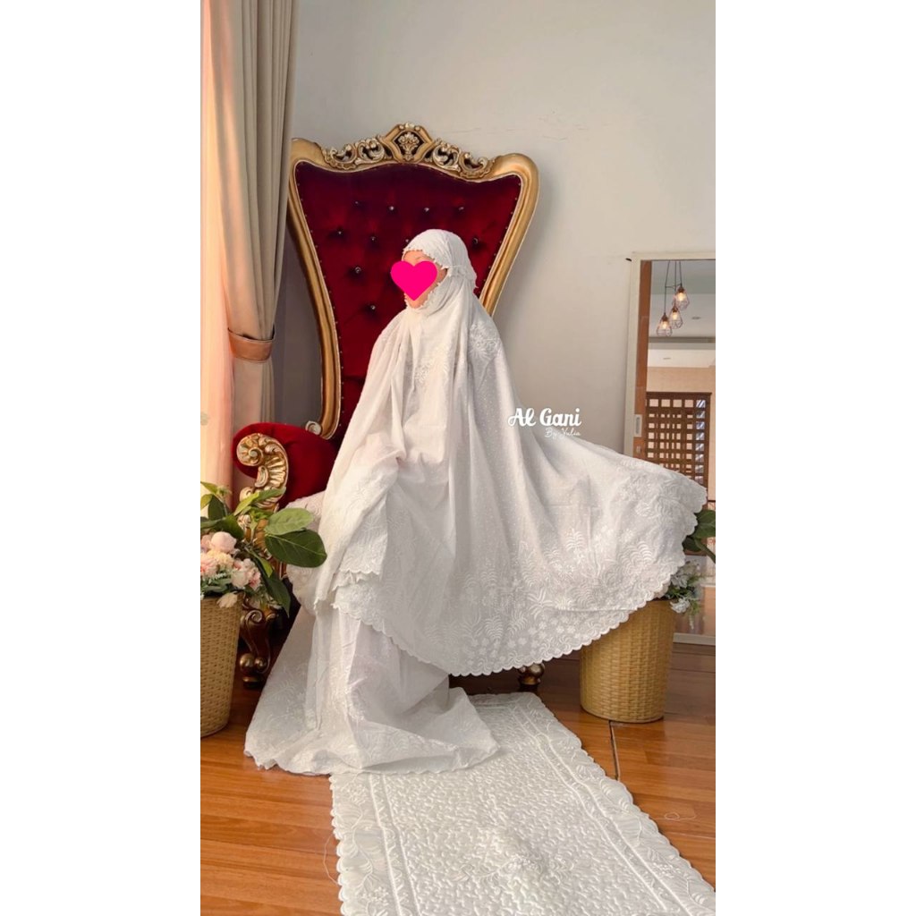 Mukena Al Gani Bordir Sultan Putih / Mukena Bordir / Mukena Mewah / Mukenah Premium / Al Gani By Yul