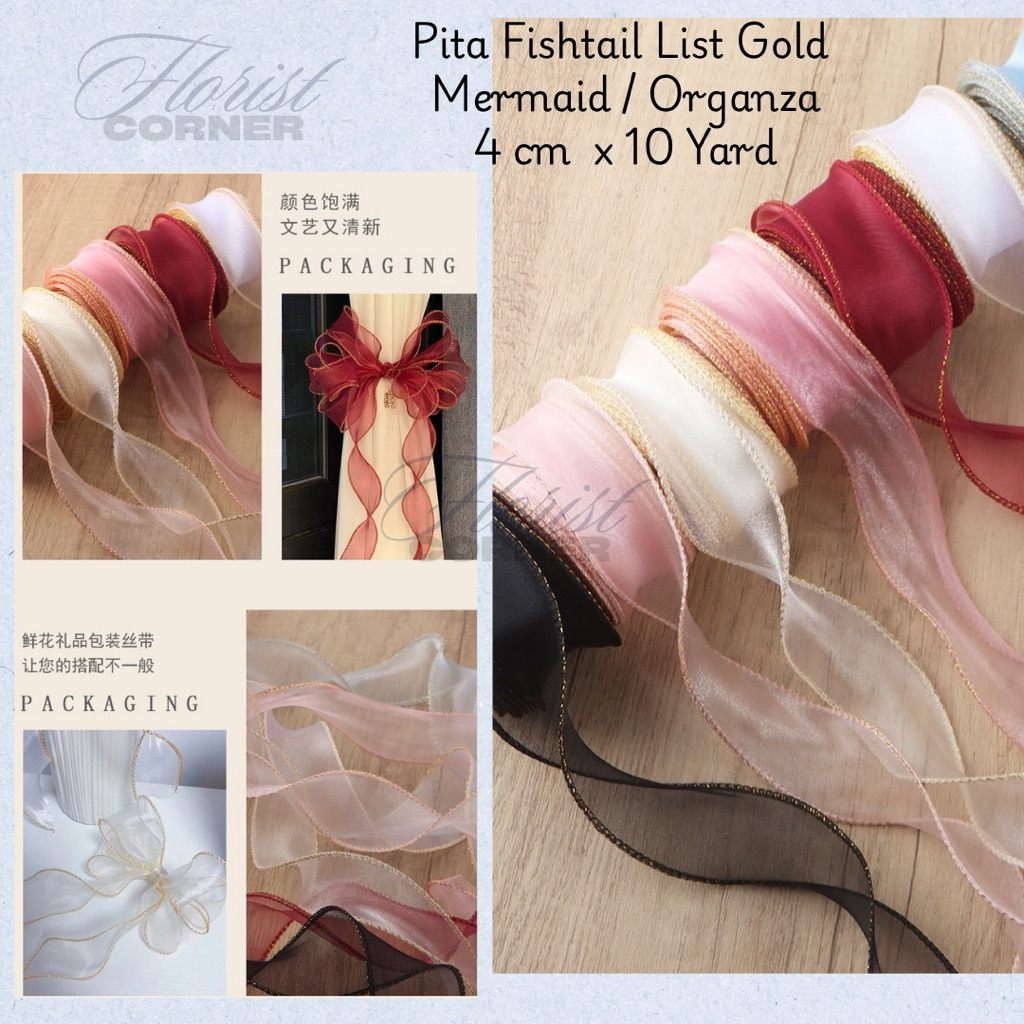 

[ Roll ] Pita Fishtail List Gold / Organza Ribbon
