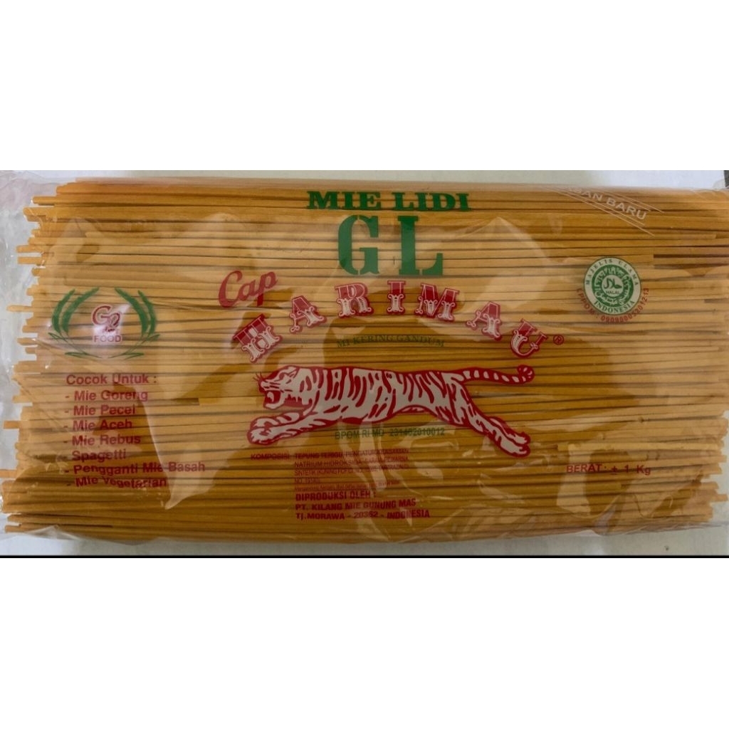 

MIE LIDI KUNING CAP HARIMAU/MIE GOMAK MEDAN/MIE GOMAK MENTAH/1000gram/Code-002