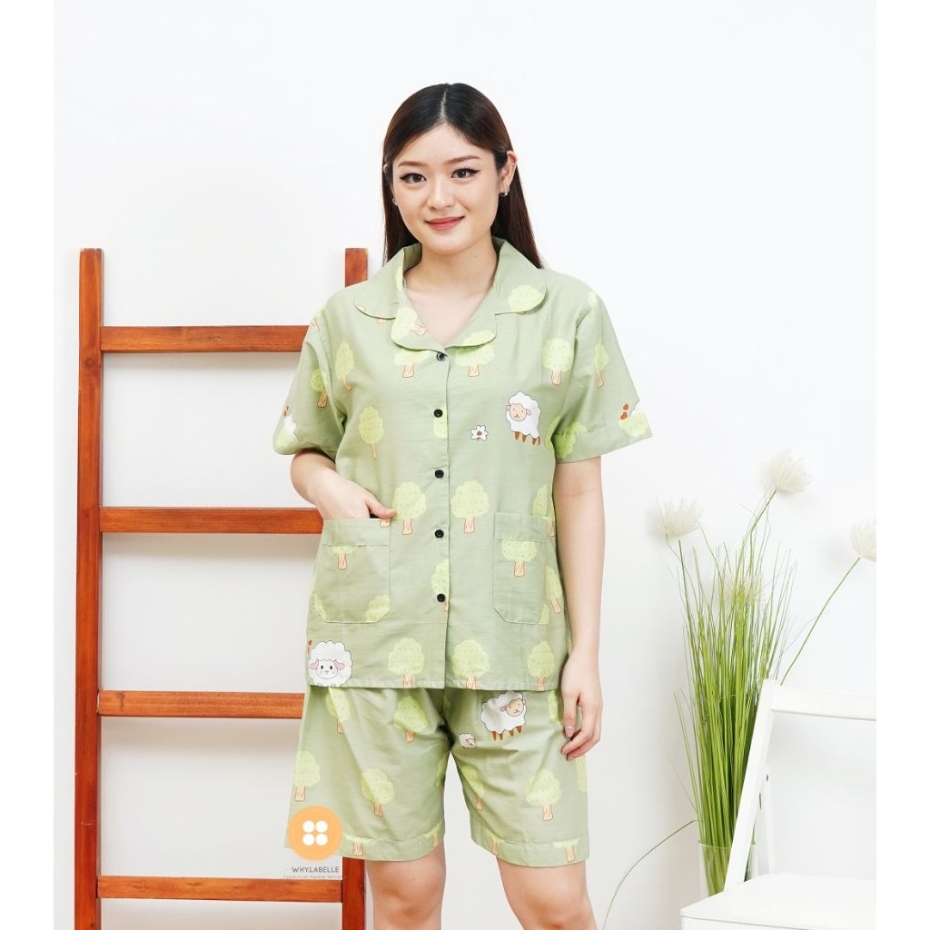 WHY.LABELLE baju tidur piyama katun jepang murni motif SHEEP