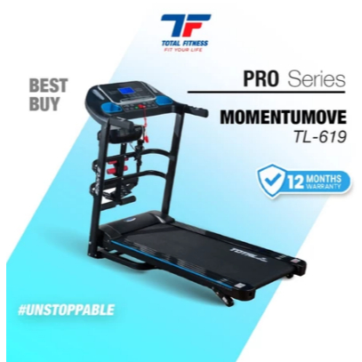 Treadmill Elektrik TL-619 Portable Treadmill Manual Incline Bluetooth + Massage TOTAL FITNESS