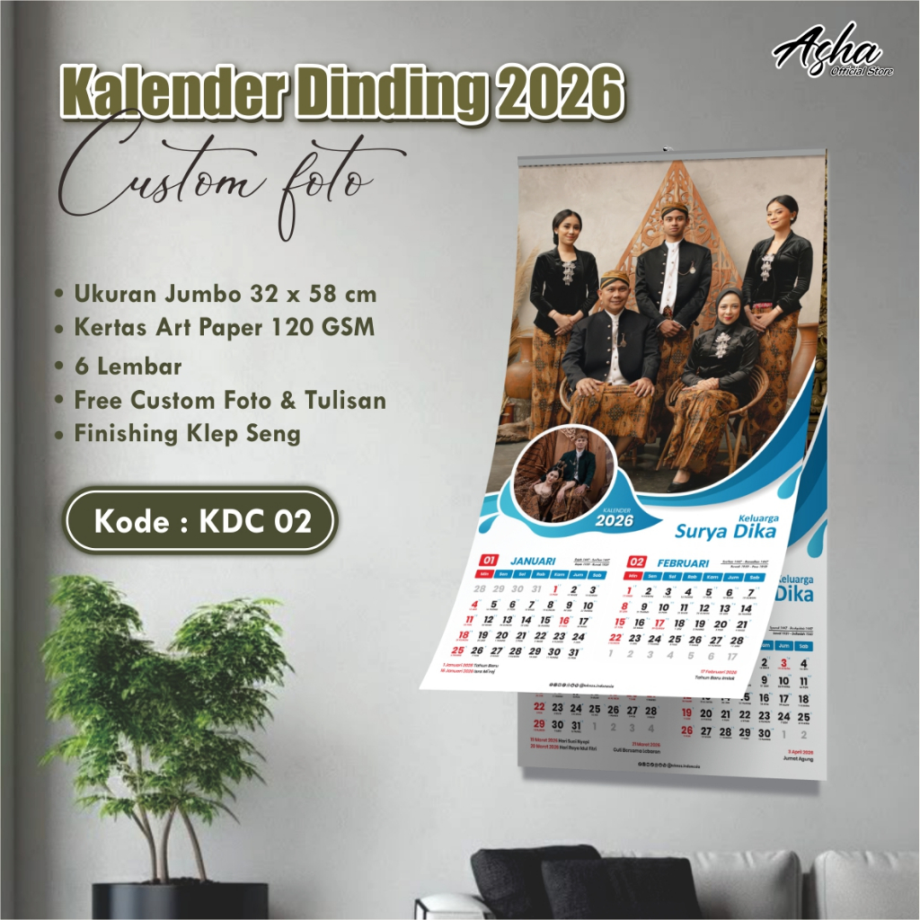 

CETAK KALENDER DINDING CUSTOM FOTO KELUARGA - KALENDER TERBARU JUMBO TEBAL KDC ALL PLY