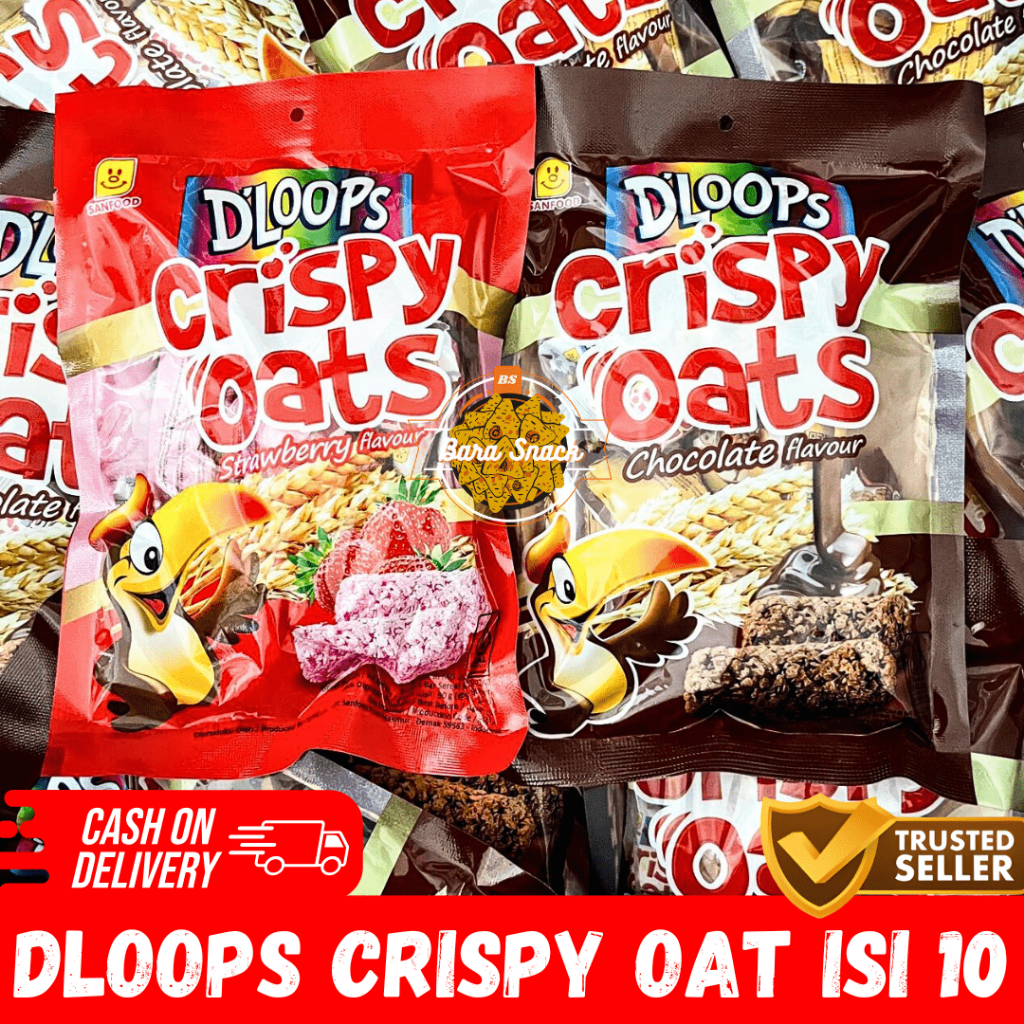 

[ PROMO 2BAG ] Dloops Crispy Oats Sereal Bag Isi 10pcs Rasa Coklat & Strawberry Termurah