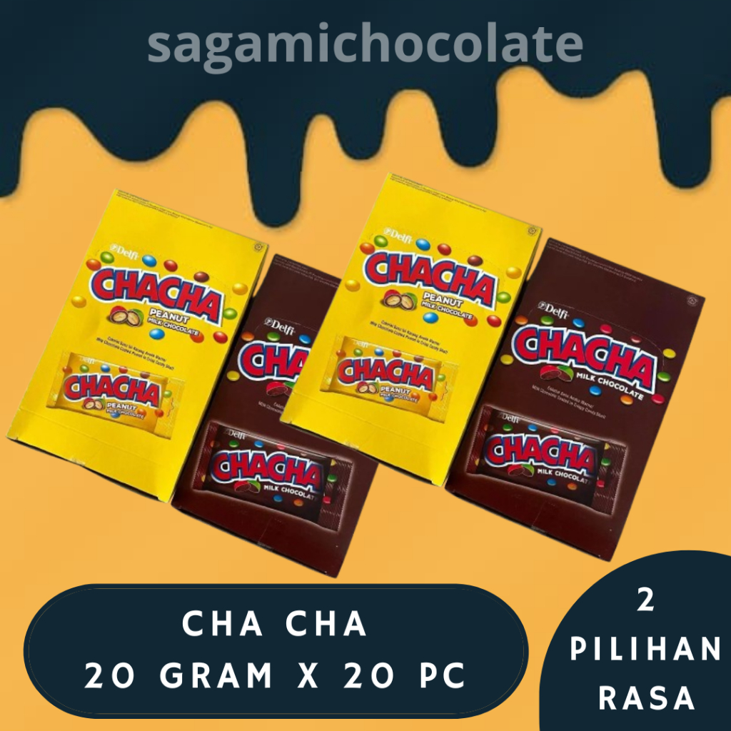 

CHA CHA MILK CHOC PEANUT 20 GRAM 1 BOX ISI 20 | COKLAT KACANG CHACHA