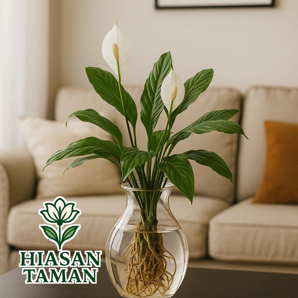Tanaman media air peace lily - tanaman indoor bunga peace lily