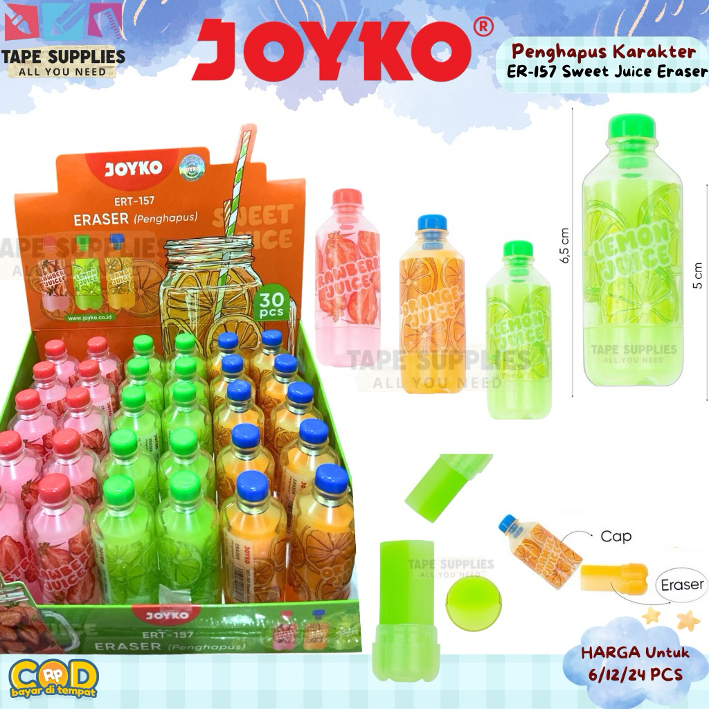 

(6/12 PCS) Joyko Penghapus Karakter ER-157 Sweet Juice Eraser / Penghapus Joyko Botol Jus