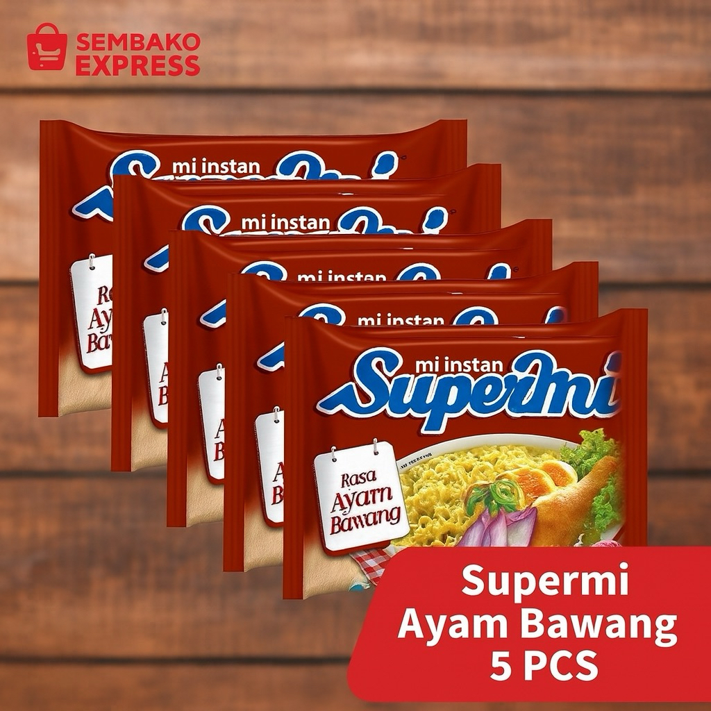 

Supermi Mi Instan Rasa Ayam Bawang – 5 Bungkus @75g