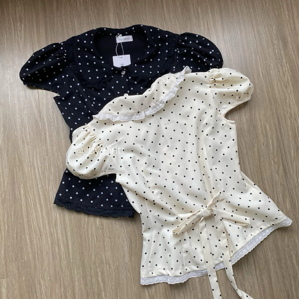 BIG SALE BEST DEALS BLOUSE TOP POLKADOT CROP BLOUSE ATASAN WANITA BLOUSE POLKADOT CROP ATASAN CROP