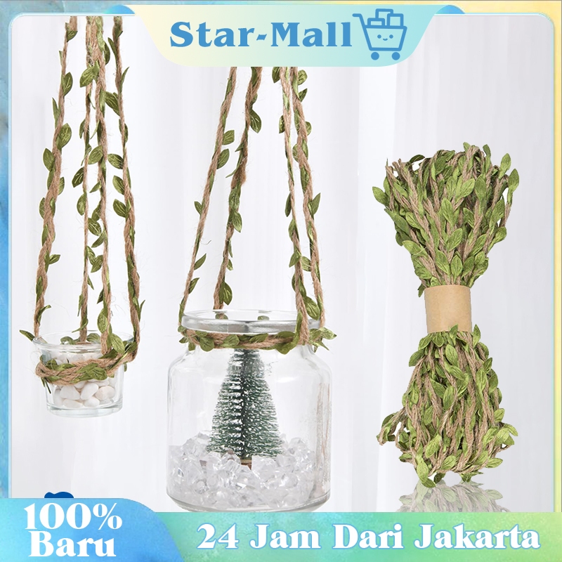 

1 Gulung 5m Tali Goni Daun Hijau Tali Rami Daun Hijau Daun Pita Goni Dekorasi