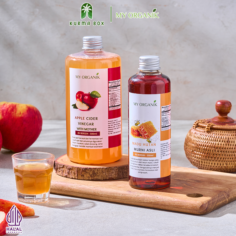 

My Organik Paket Hemat 2 in 1 Cuka Apel With Mother Madu Hutan Organik Murni