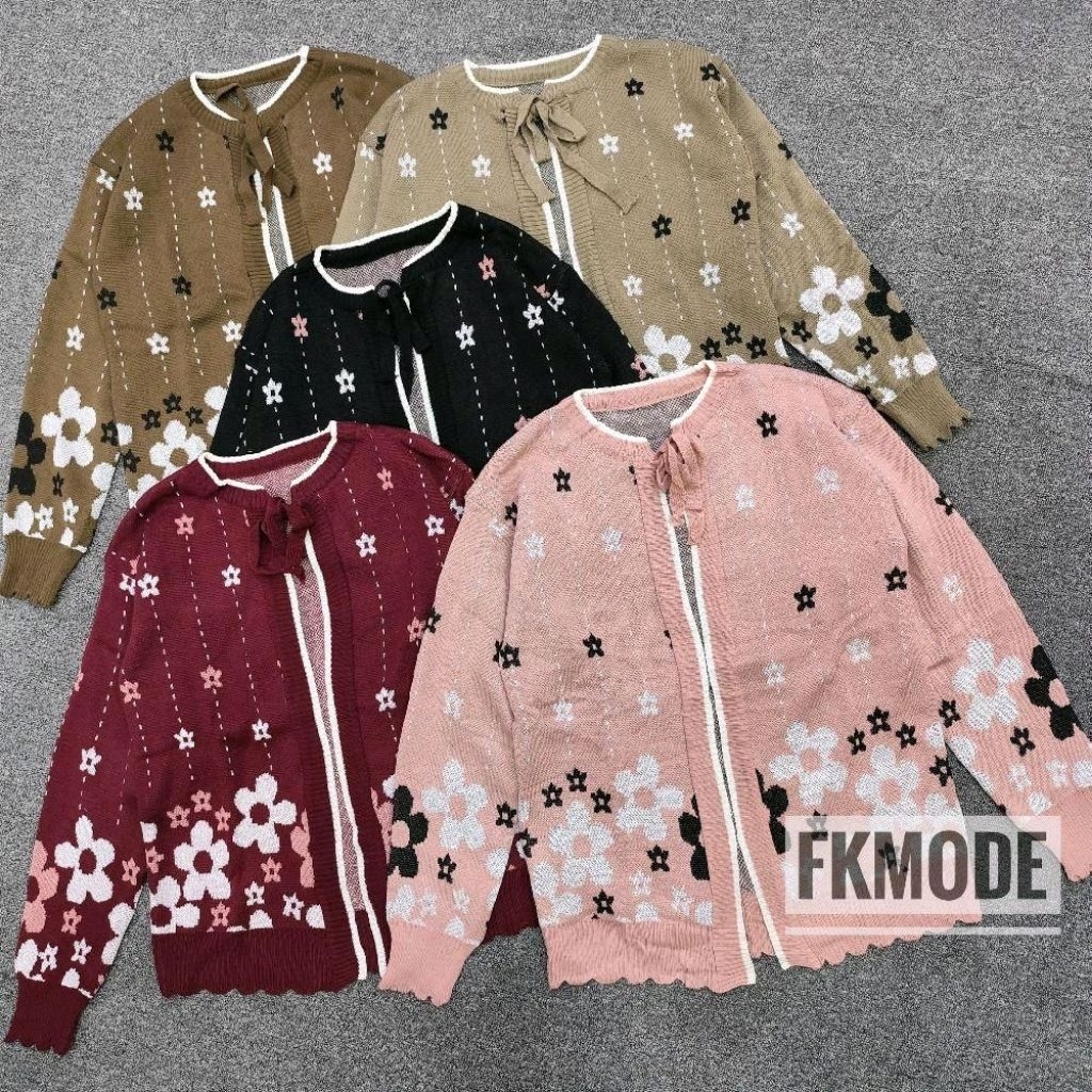 CARDI RAJUT TALI MOTIF BUNGA