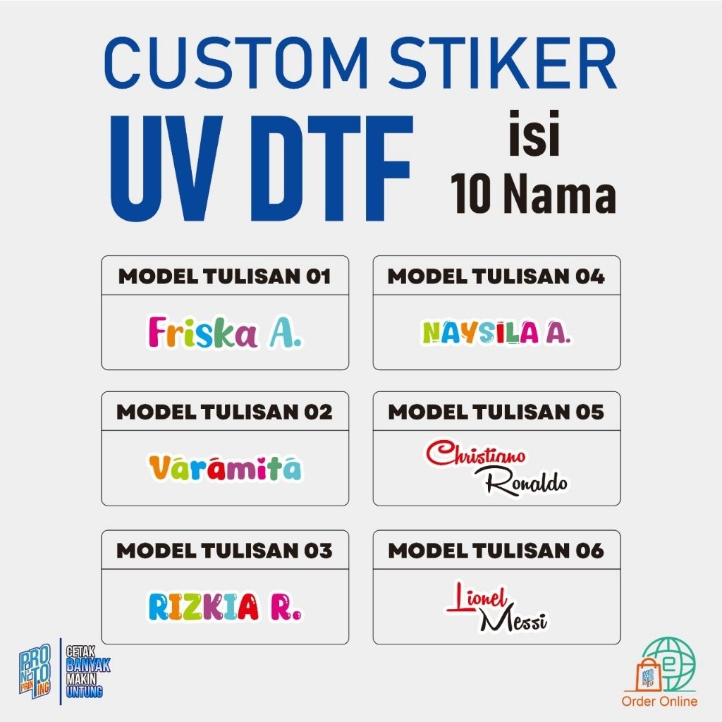

pronto printing Stiker Label UV Siap Pasang Free Custom Nama Tahan Air