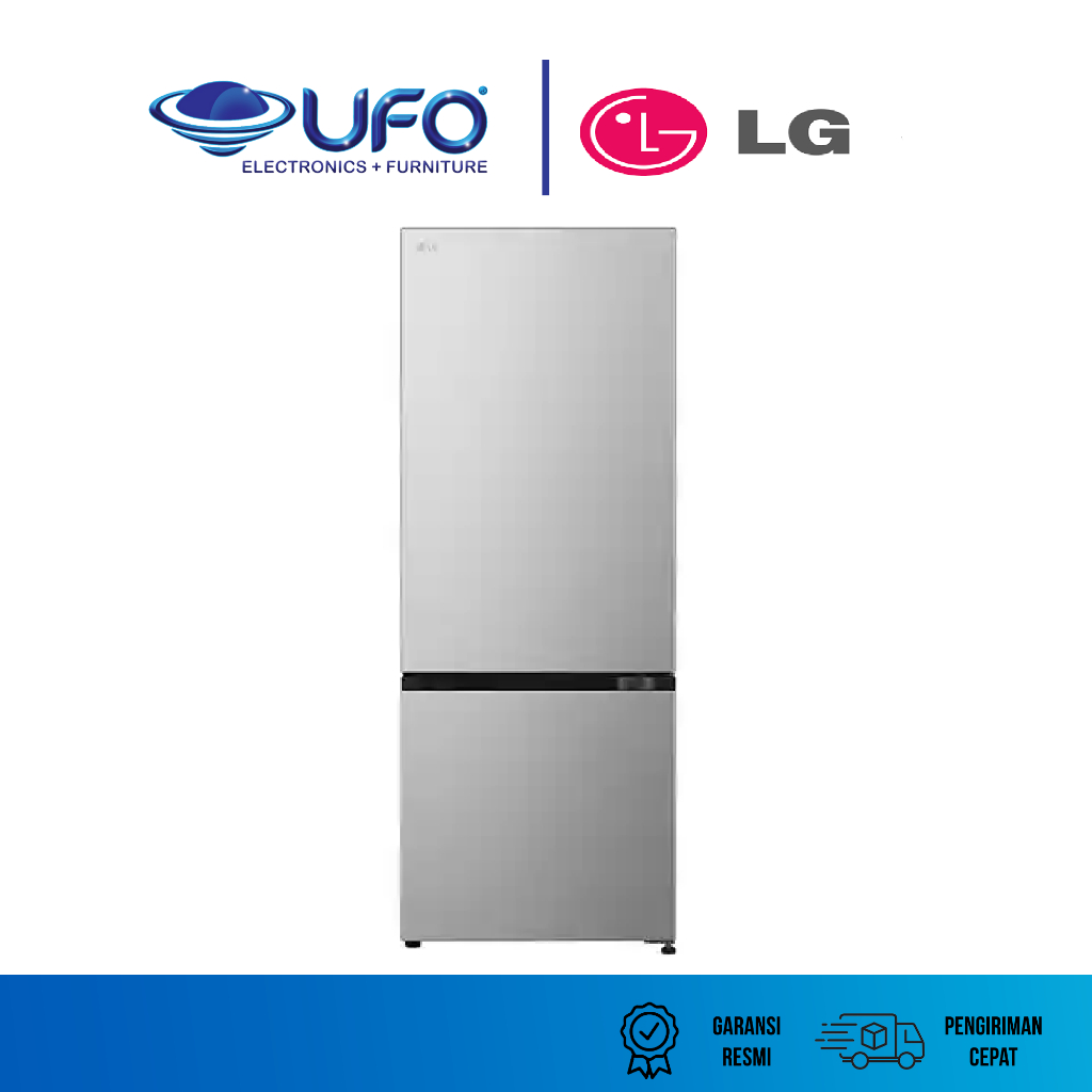 LG Kulkas 2 Pintu bottom freezer GNB389FLDM Freezer Bawah 363 Liter
