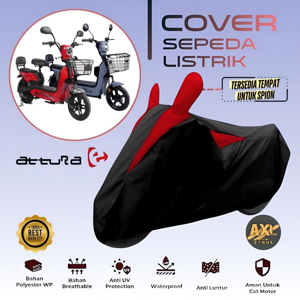COVER SEPEDA LISTRIK GENIO ATTURA SARUNG PELINDUNG MOTOR LISTRIK WATERPROOF KUALITAS PREMIUM
