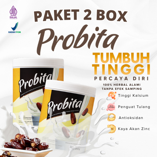 

2 PACK PROBITA - Susu Kambing Etawa Rasa Ekstrak Kurma Sachet Penambah Tinggi Badan - BPOM Halal