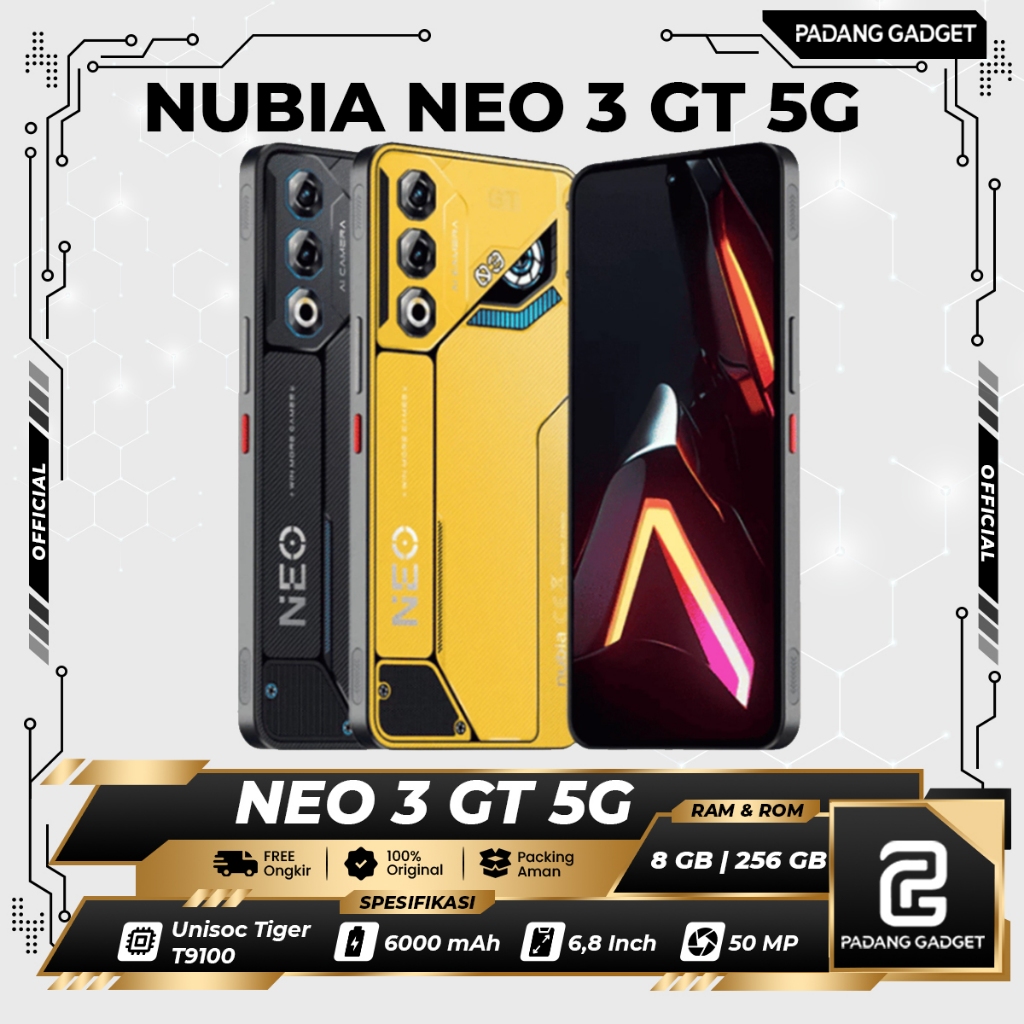 ZTE Nubia Neo 3 GT 5G 8/256 GB | HP Gaming Unisoc T9100 | Batrai 6000 mAh fast charging 80 W