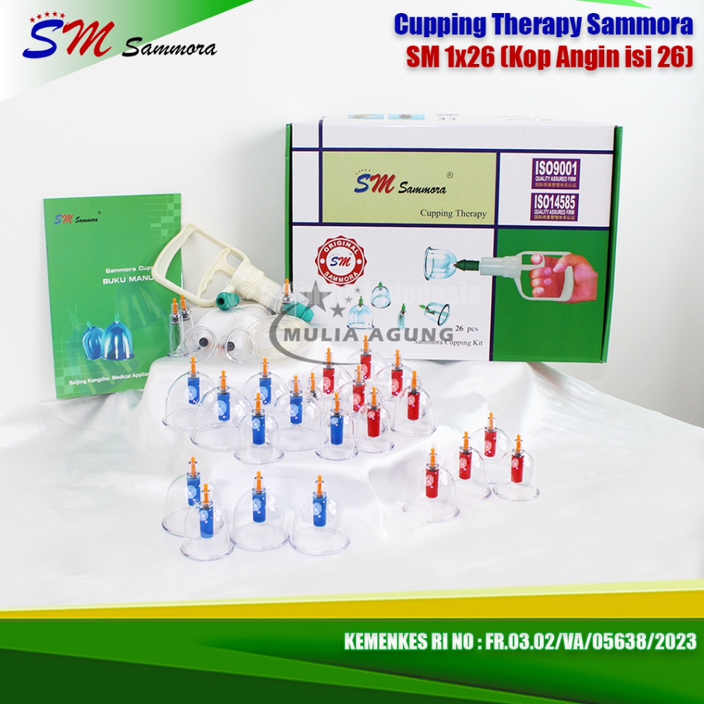Kop Angin isi 26 pcs / Alat Bekam Sammora Hijau SM / Kop Bekam Sammora isi 26 kop Lengkap Original