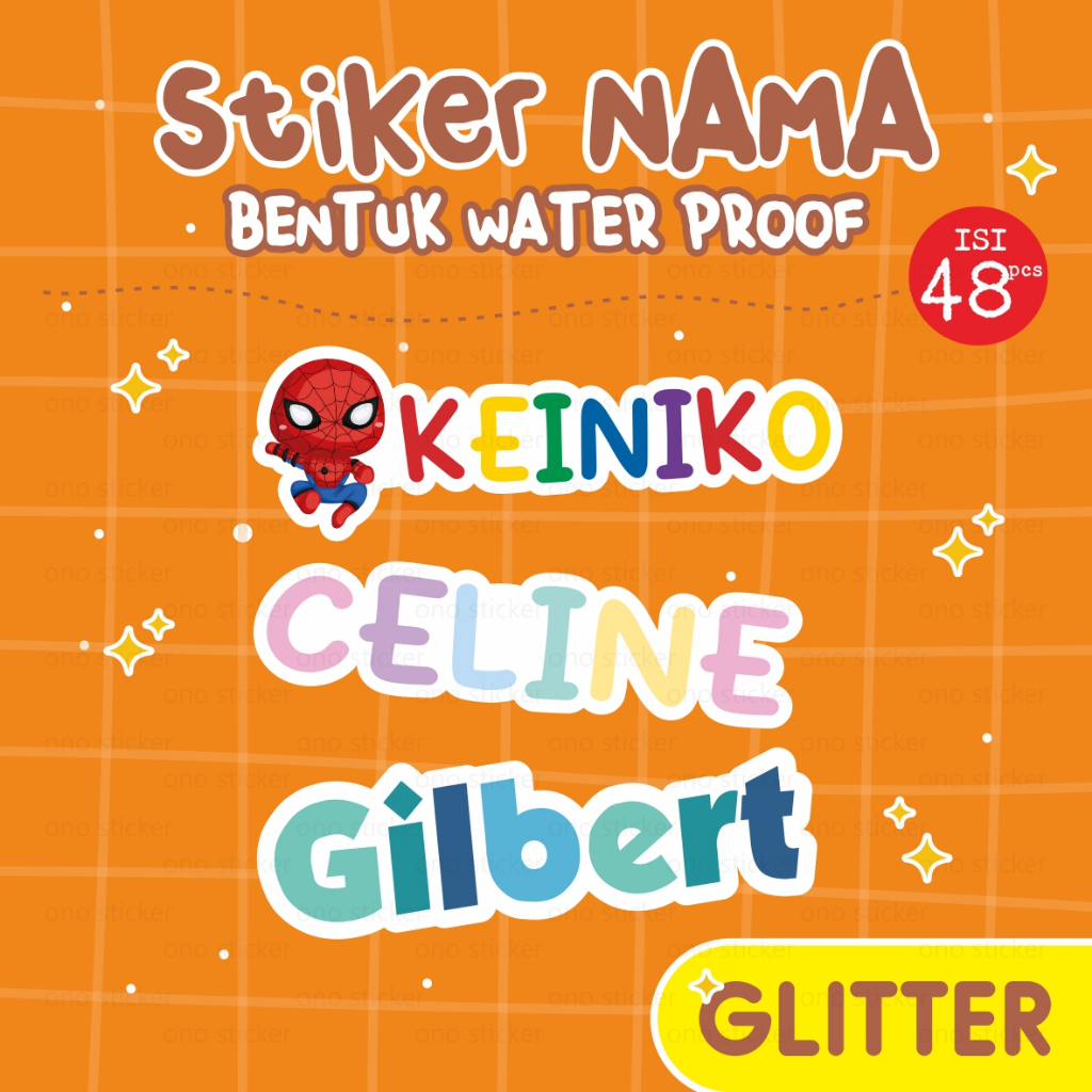 

Stiker Nama Glitter Waterproof Anak Sekolah | Stikernama ATK Label Nama Bentuk Custom