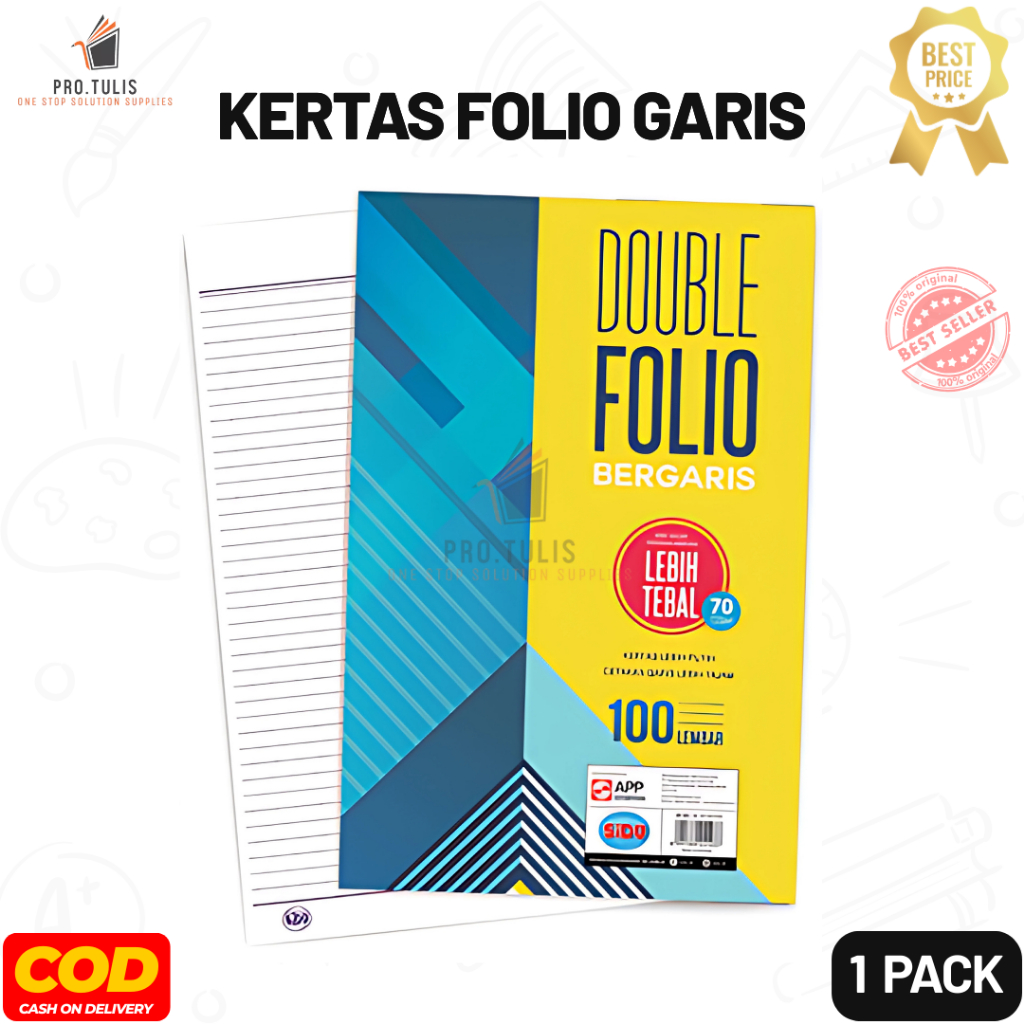

(1 Pack) Kertas SIDU Folio Bergaris 70gsm Isi 100 Lembar. ProTulis