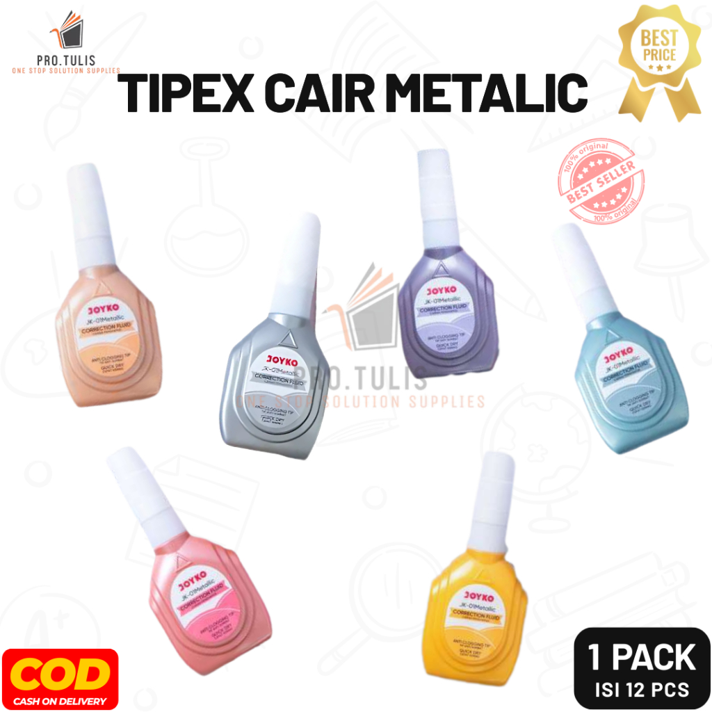 

(1 Pack) Tipe-x / Tipex Cair Correction Fluid Metallic JOYKO JK-01. ProTulis