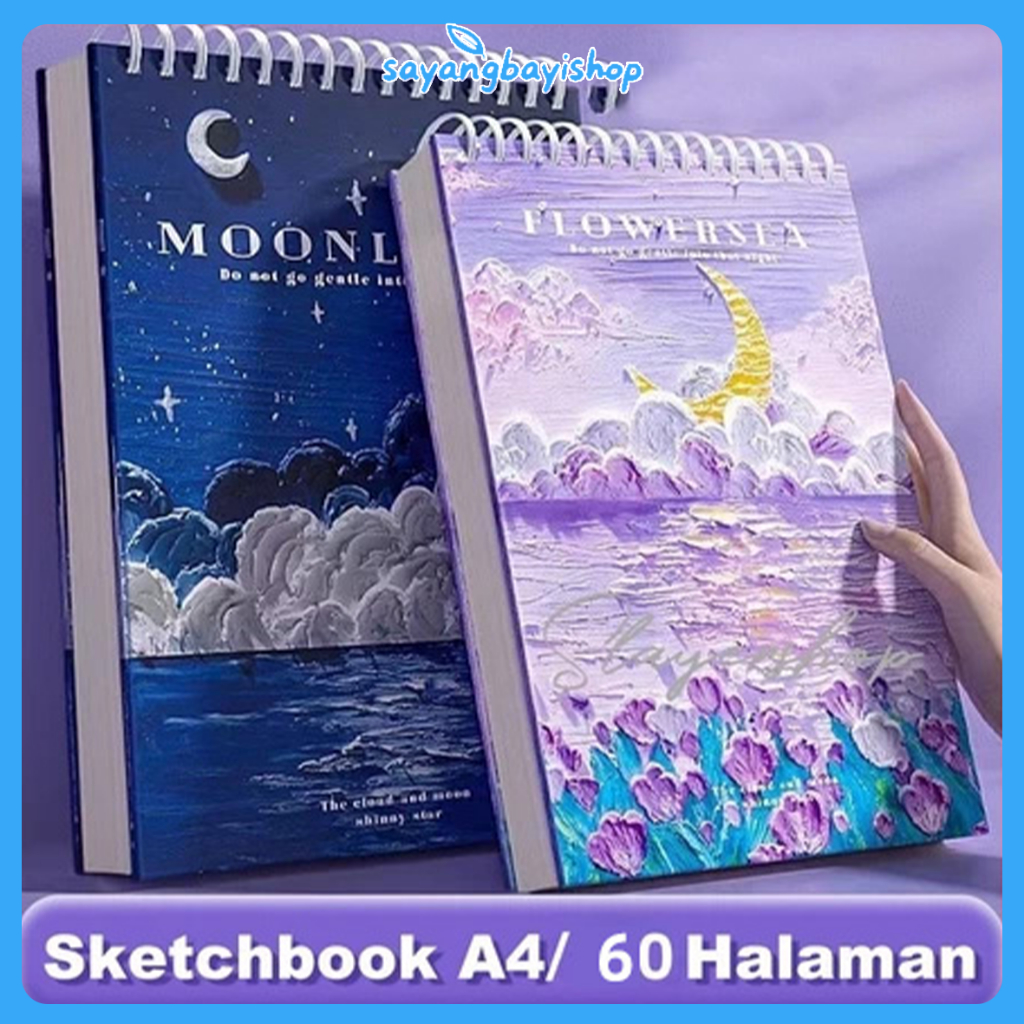 

【COD】Sketchbook 16K Aesthetic Buku Gambar Vertikal Jilid Spiral 60 Lebar/120 Halaman