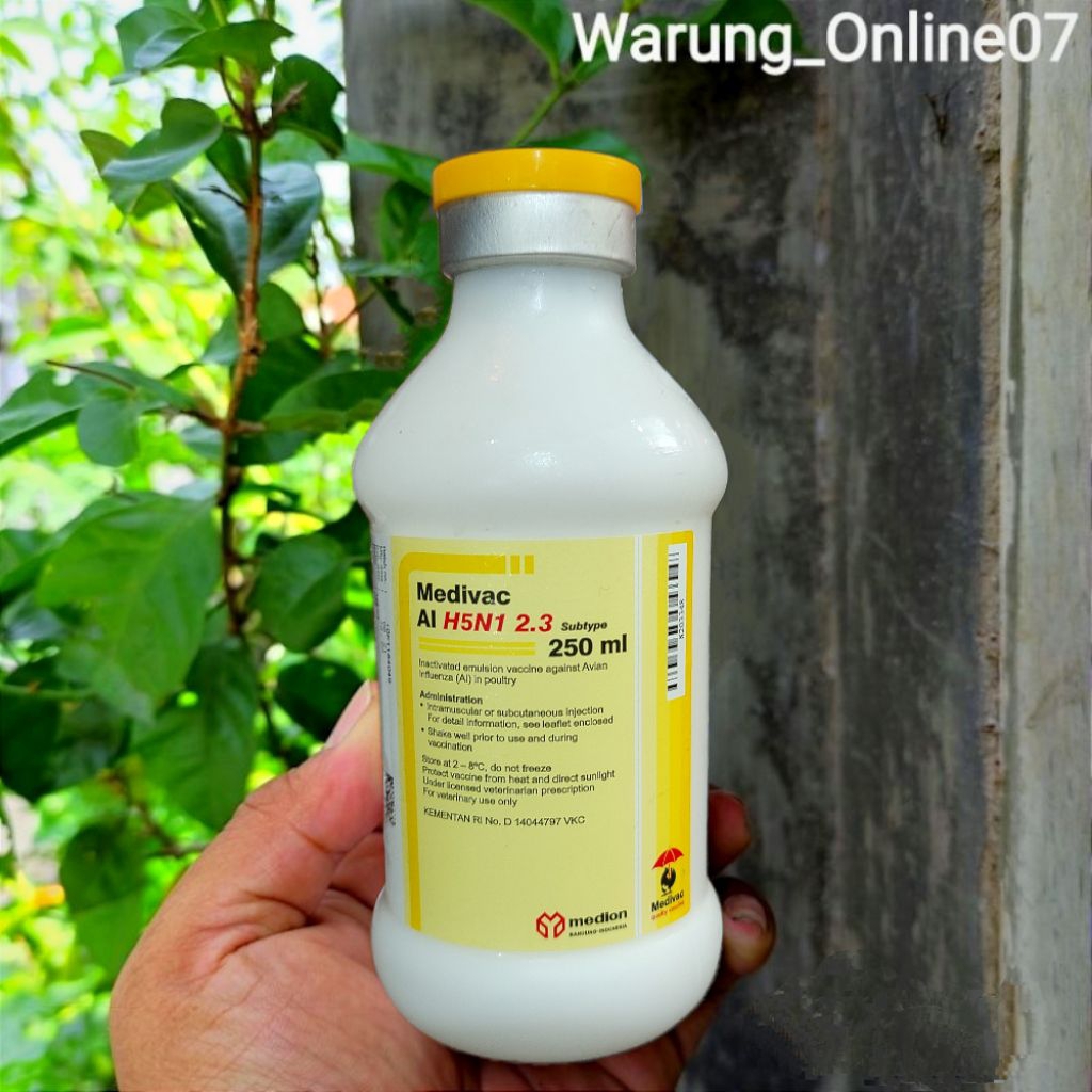 Vaksin Medivac AI 2.3 H5N1 dosis 250ml - 3x Lebih Ampuh Mencegah Penyakit Flu Burung Pada Ayam Petel