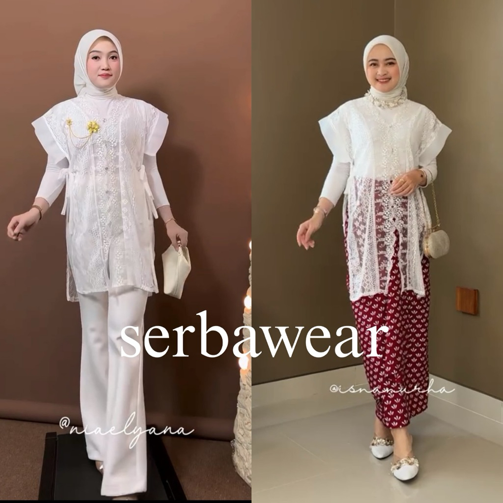 Nada Outer Tunik Renda Lengan Pendek BY SERBAWEAR | Atasan Wanita | Outer Kondangan | Outer Wisuda |