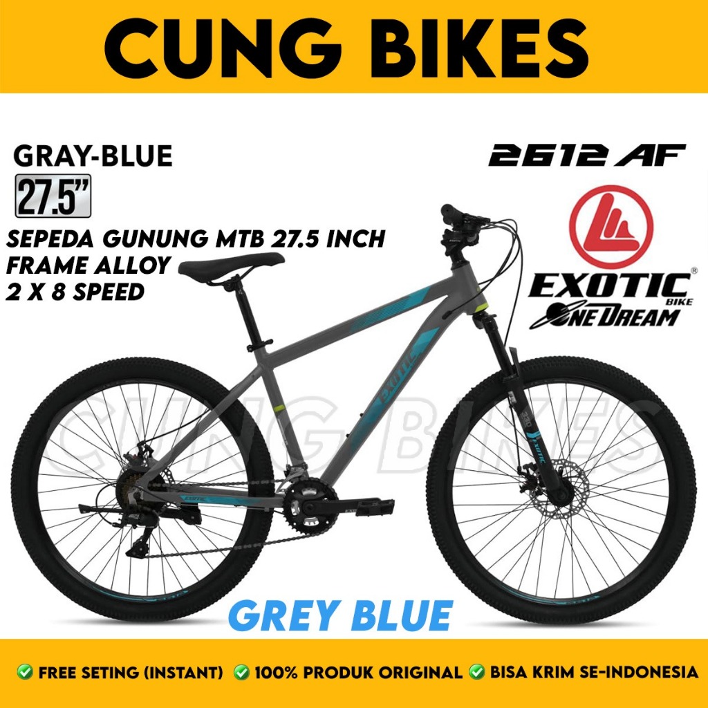 Sepeda gunung Exotic 2612 AF AH 27,5 Inch Frame Alloy 2x8 Speed Cakram Disk