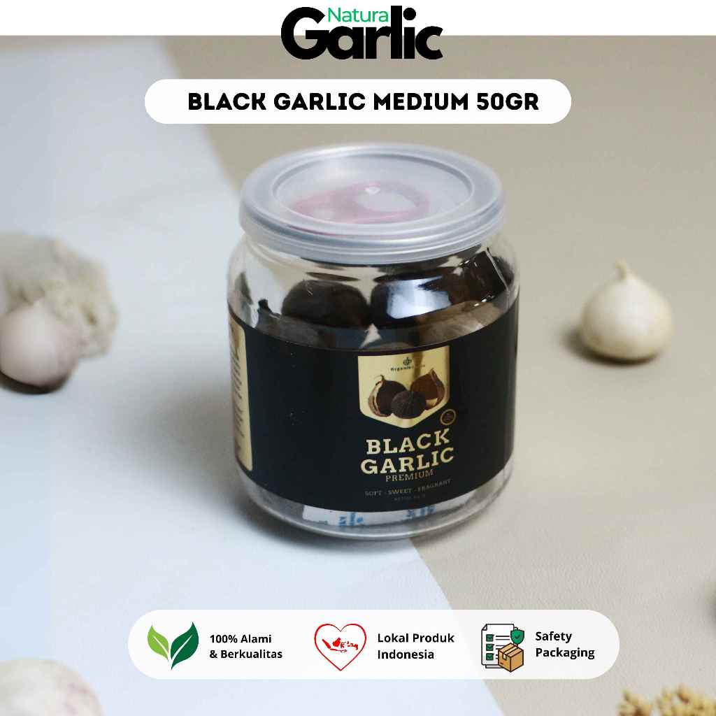 

Black Garlic Premium Bawang Hitam Tunggal 50gr Ukuran Medium