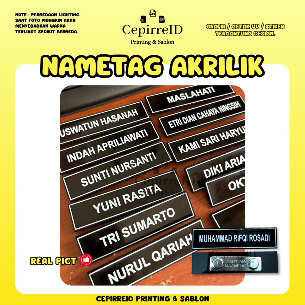 

CepirreID - Nametag Akrilik TEBAL PREMIUM Nametag Magnet Nametag Peniti Pin Nama