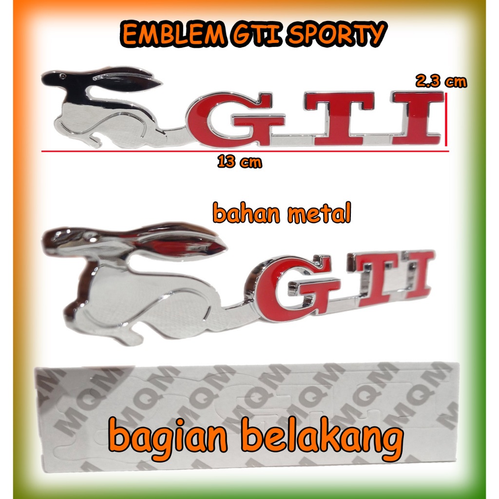Emblem GTI Sporty Bahan Metal Emblem Italy