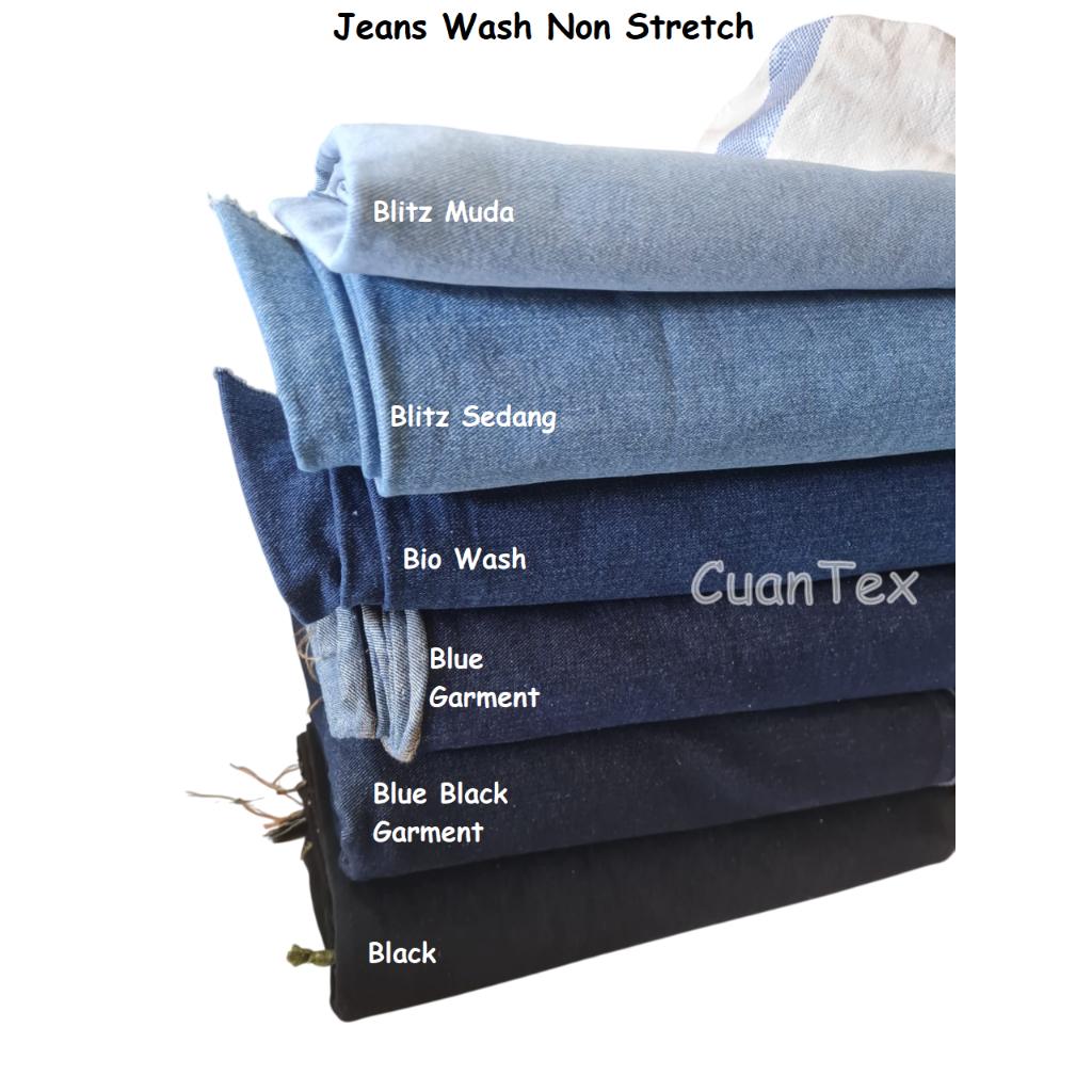 Kain Jeans Wash Non Stretch Denim Wash Tidak Melar