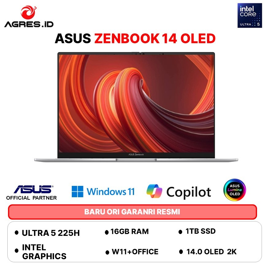 ASUS ZENBOOK 14 OLED TOUCH UX3405CA ULTRA 5 225H 16GB 1TB W11+OHS 14.0 2K EV0 SLV -OLED5112TM