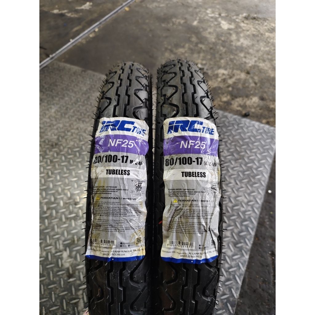 BAN LUAR TUBELES IRC NF25 80/100-17 BAN DEPAN VERZA IRC PT GAJAH TUNGGAL