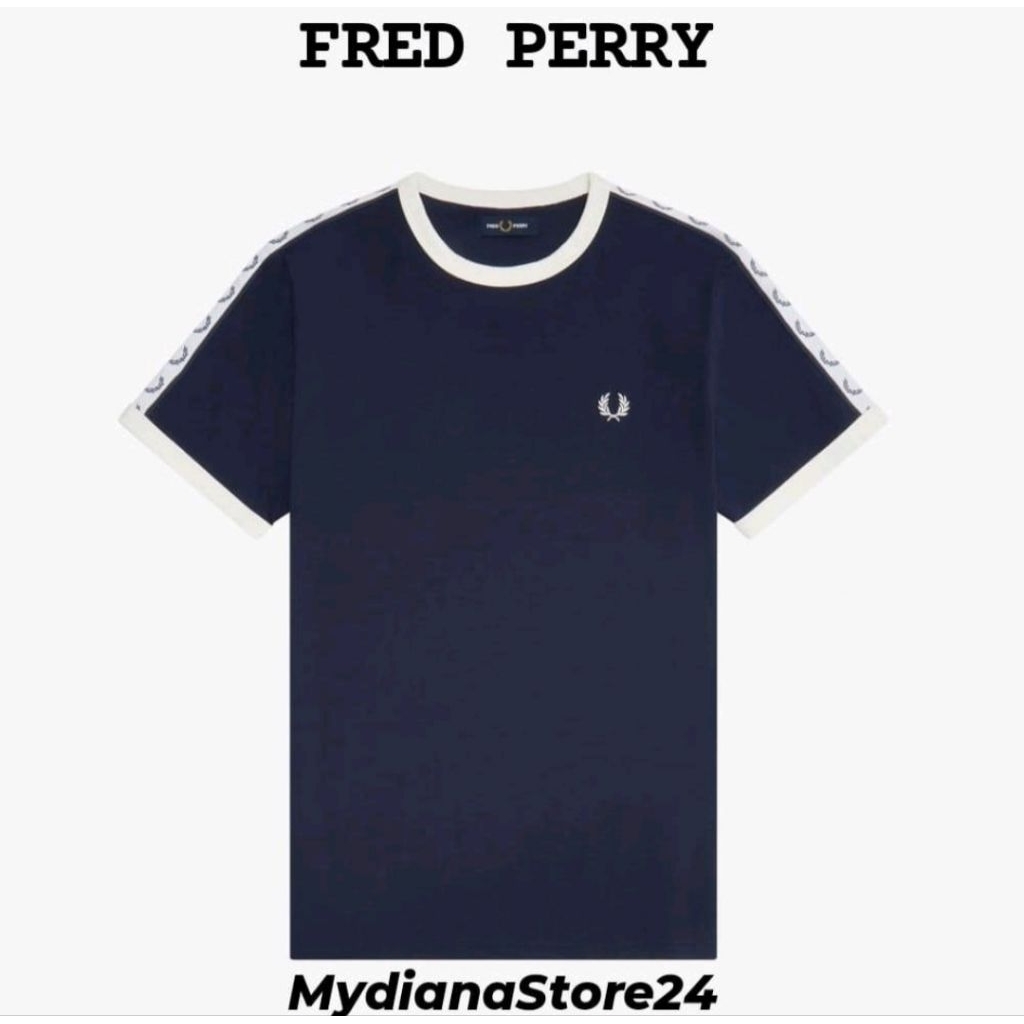FRED PERRY - FRED PERRY TAPED RINGER T-SHIRT - CARBON BLUE